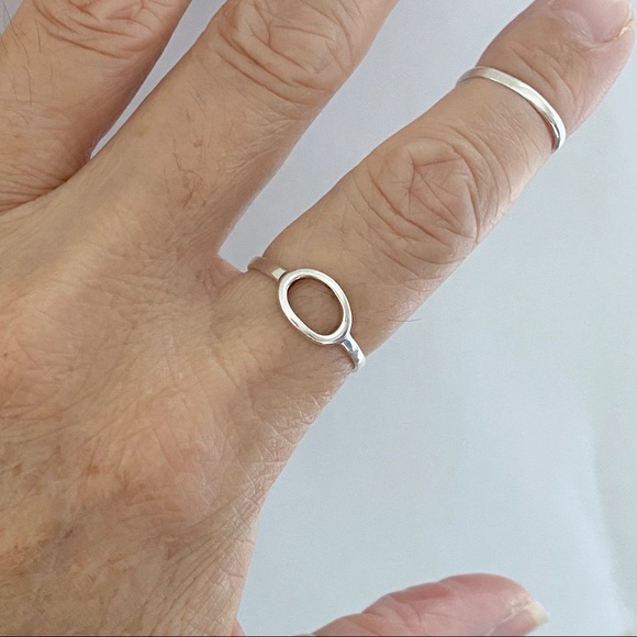 Sterling Silver Small Halo Ring, Open Circle Ring, Silver Rings - Picture 7 of 13